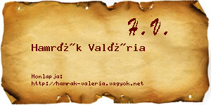 Hamrák Valéria névjegykártya